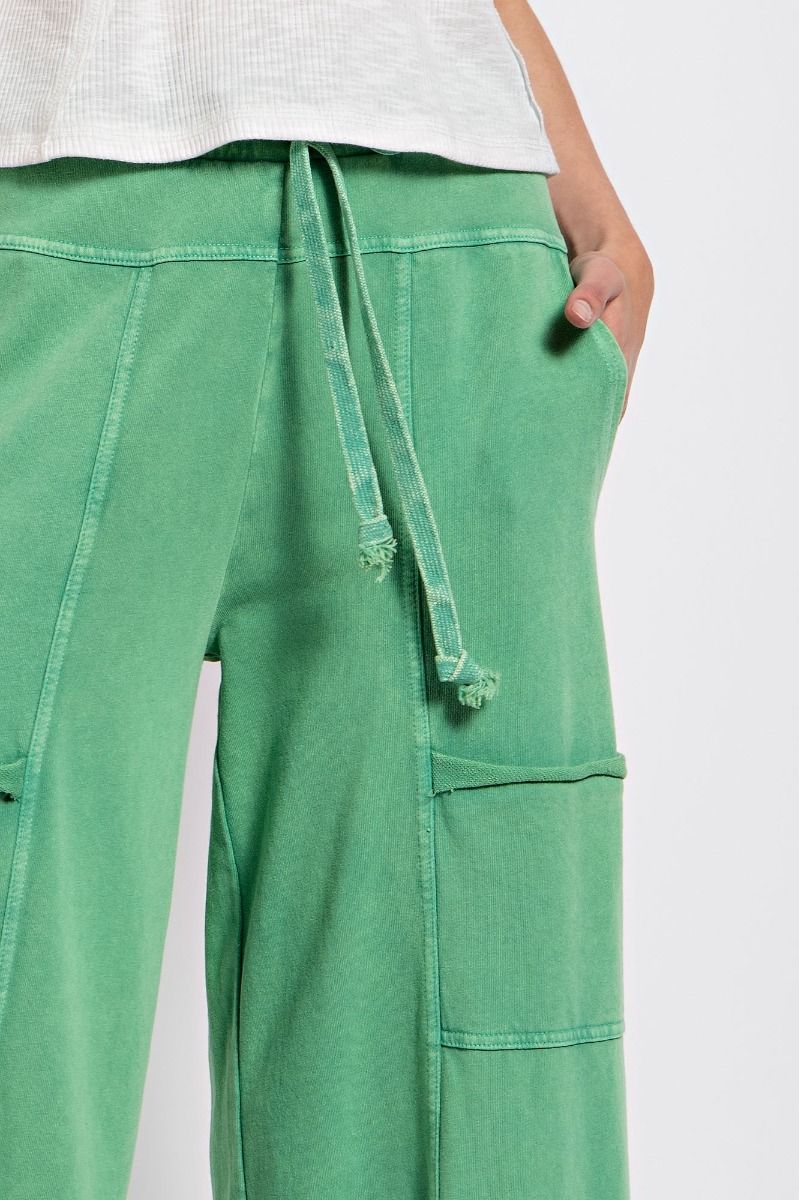 Easel Plus Mineral Washed Terry Knit Exposed Seam Pants