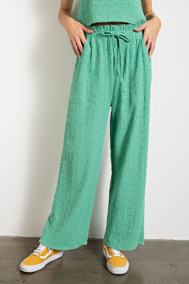 Easel Plus Textured Elasticized Waist Relaxed Pants
