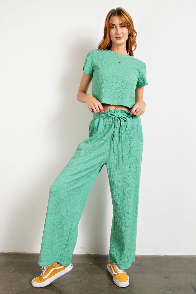 Easel Plus Textured Elasticized Waist Relaxed Pants