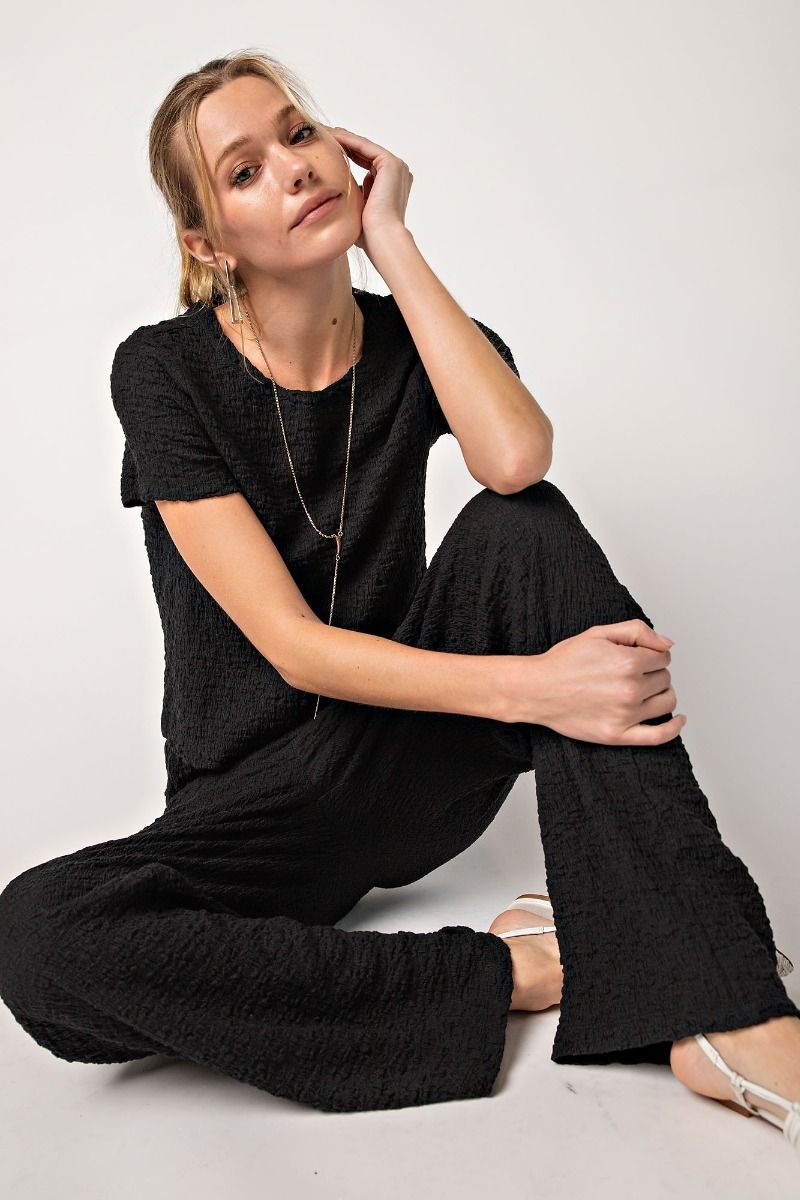 Easel Plus Textured Elasticized Waist Relaxed Pants