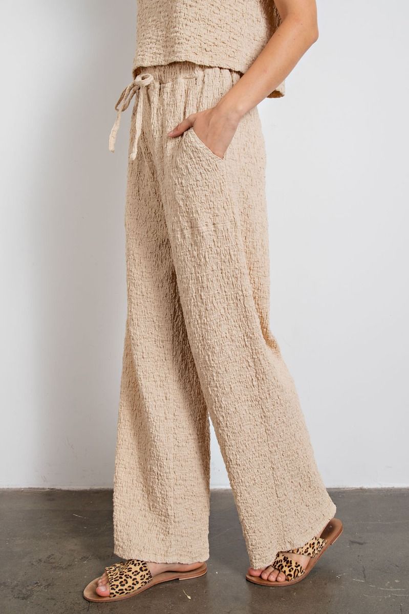 Easel Plus Textured Elasticized Waist Relaxed Pants