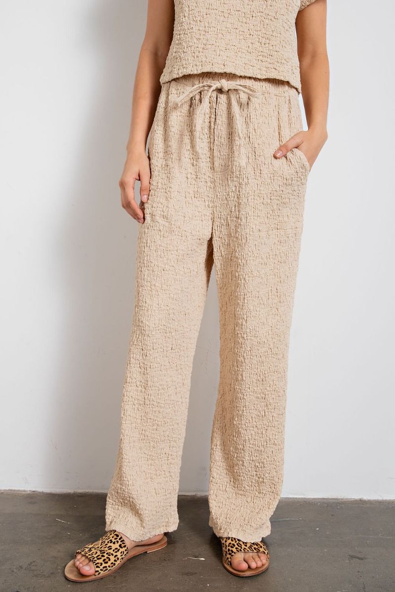 Easel Plus Textured Elasticized Waist Relaxed Pants