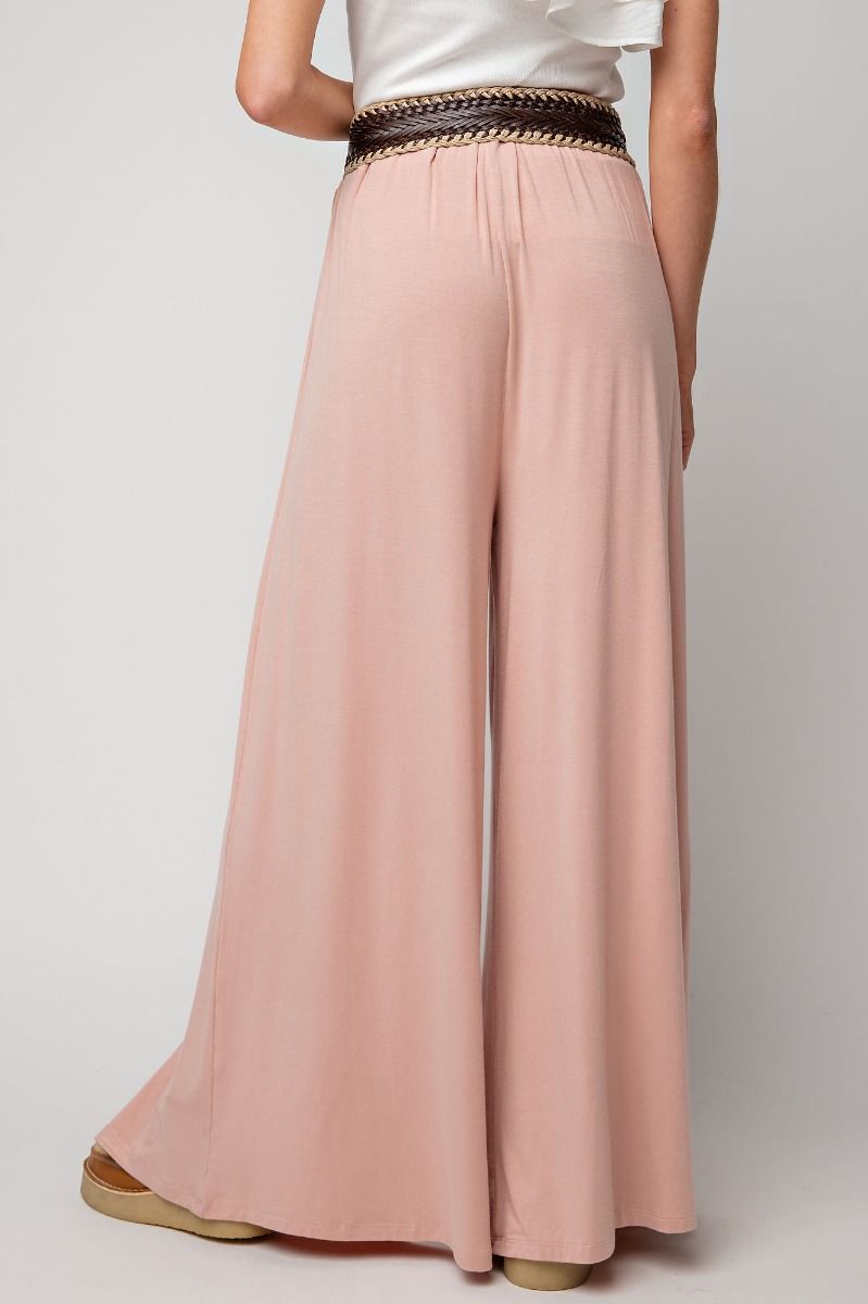 Easel Plus Stretchy Smocked Waist Wide Palazzo Pants