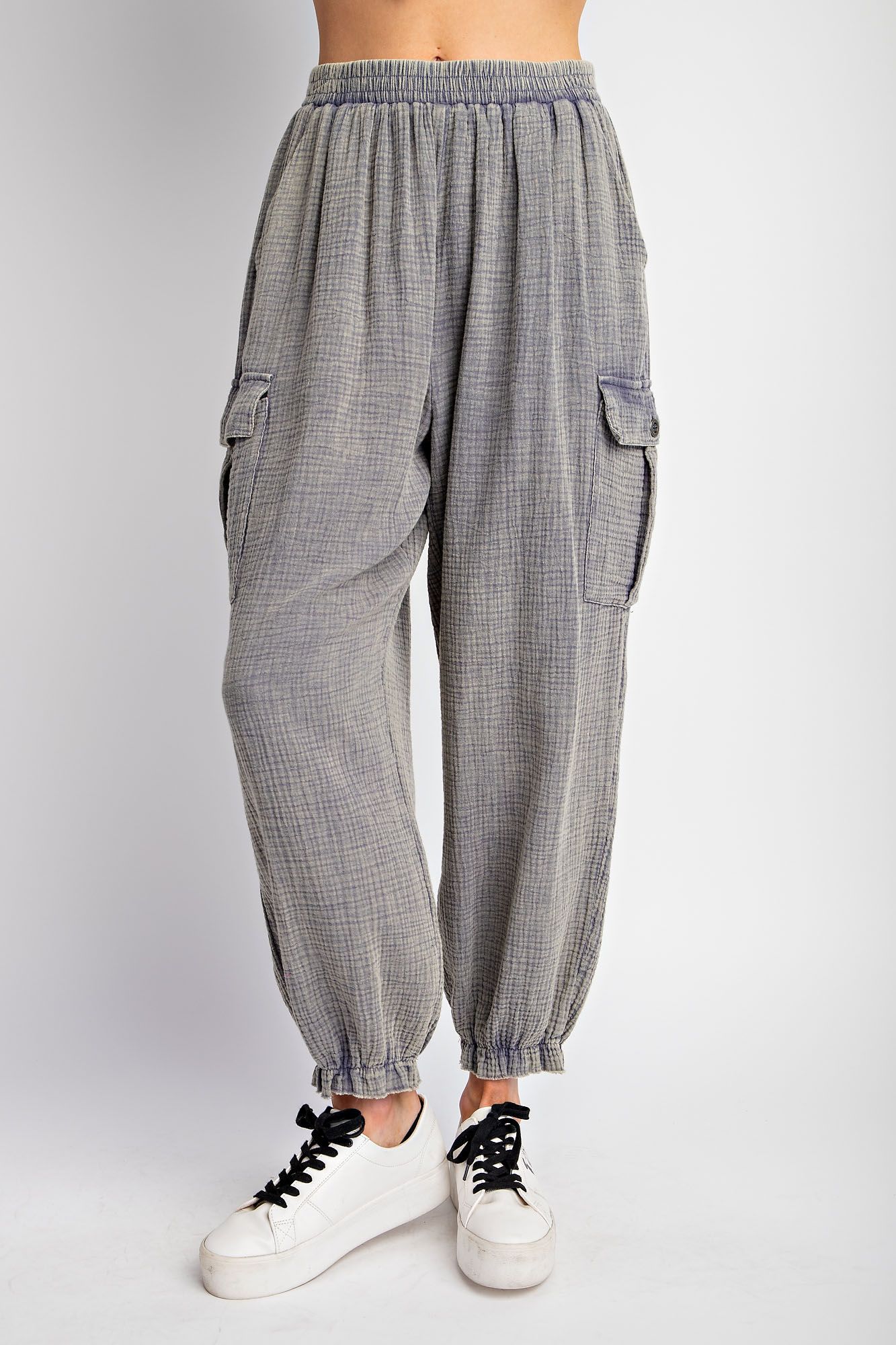 Easel Plus Mineral Washed Cotton Gauze Cargo Pants