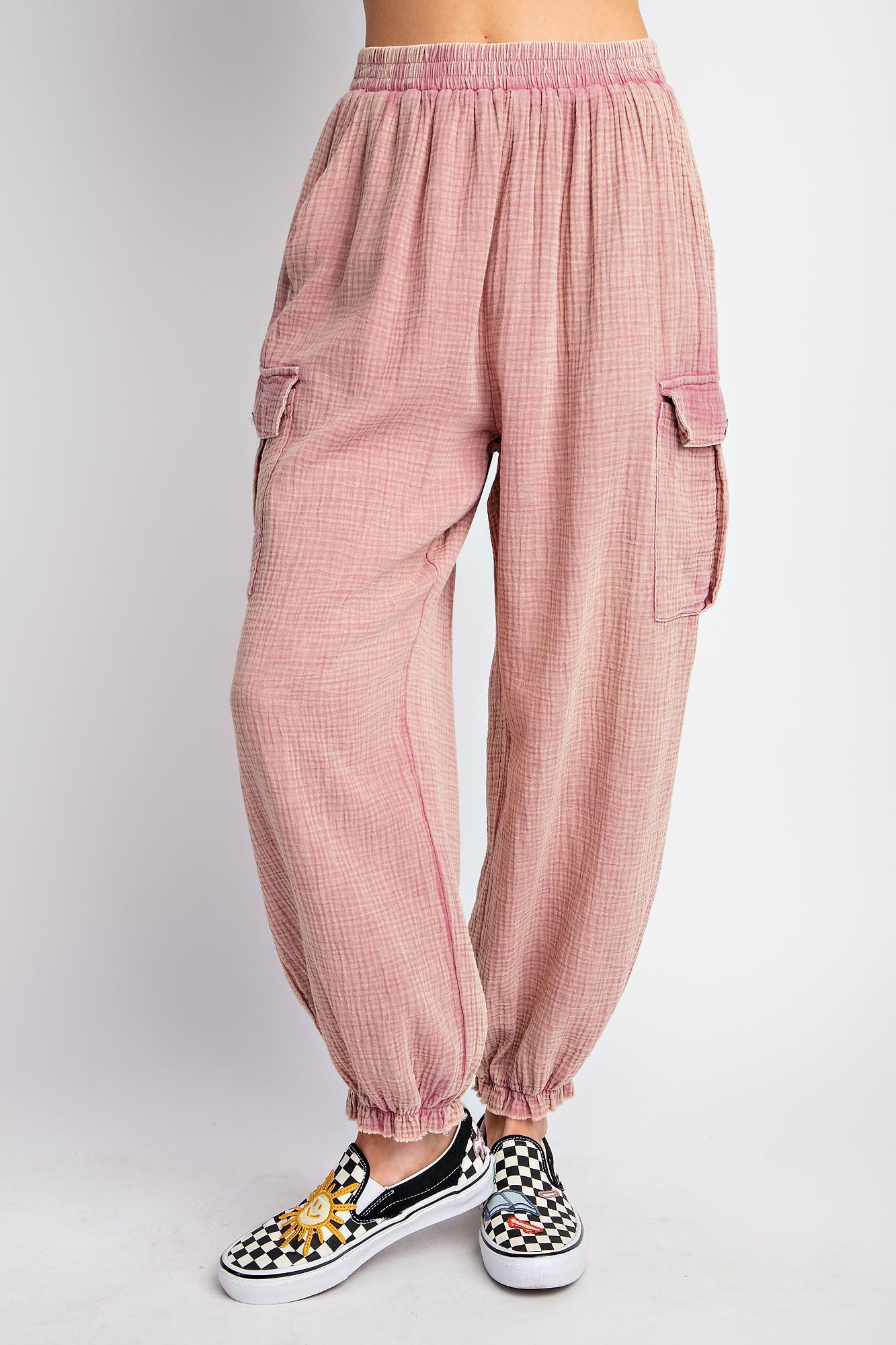 Easel Plus Mineral Washed Cotton Gauze Cargo Pants