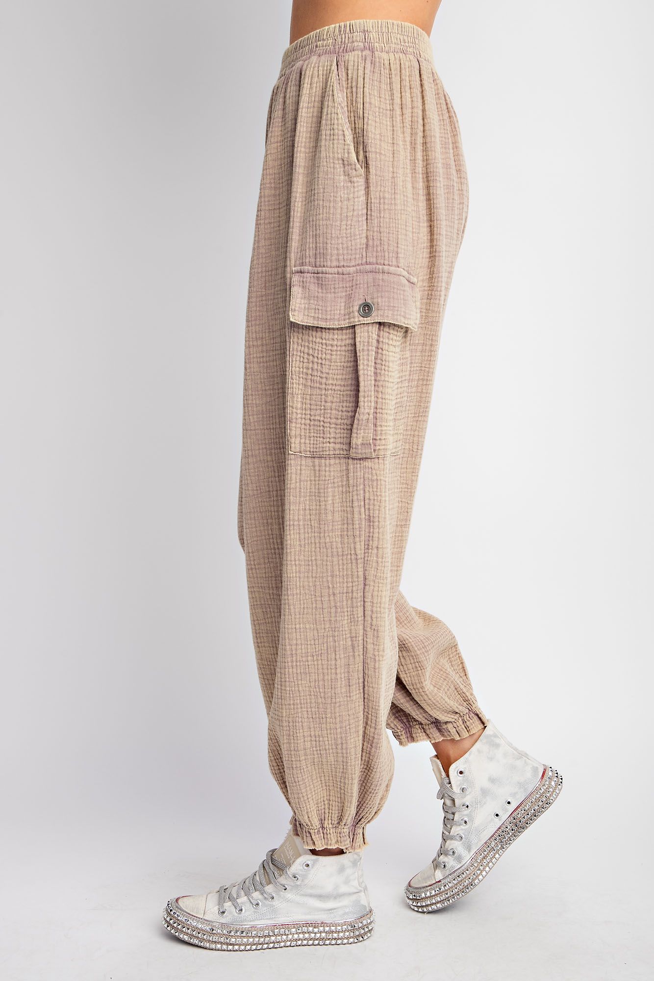 Easel Plus Mineral Washed Cotton Gauze Cargo Pants