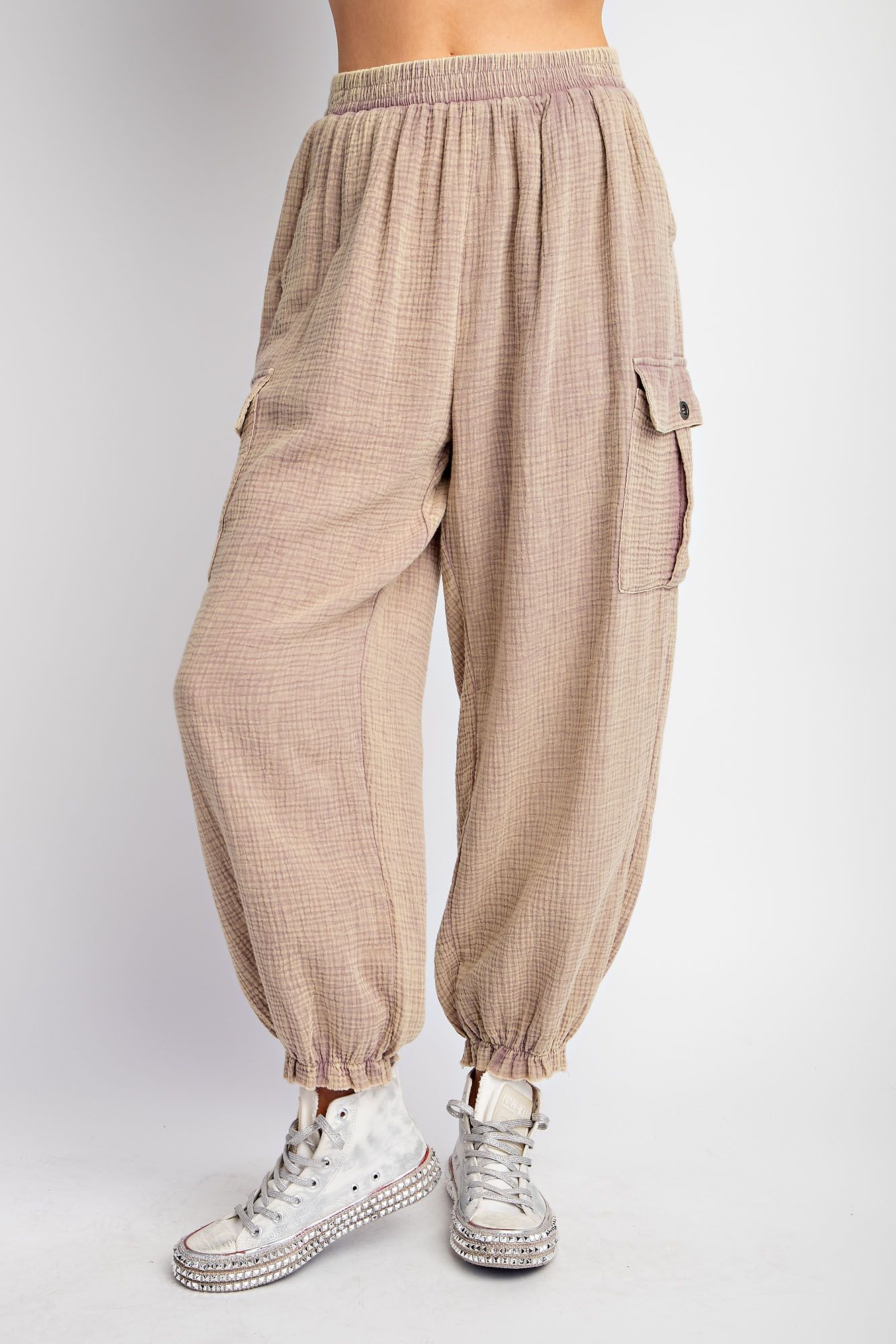 Easel Plus Mineral Washed Cotton Gauze Cargo Pants
