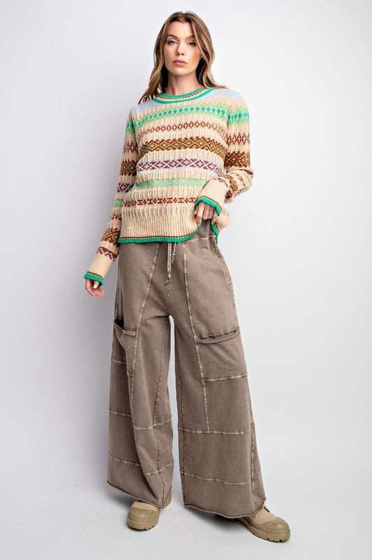 Easel Plus Washed Terry Knit Cargo Sweatpants Pants