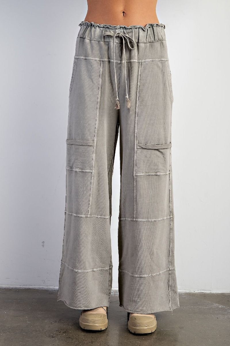 Easel Plus Washed Terry Knit Cargo Sweatpants Pants