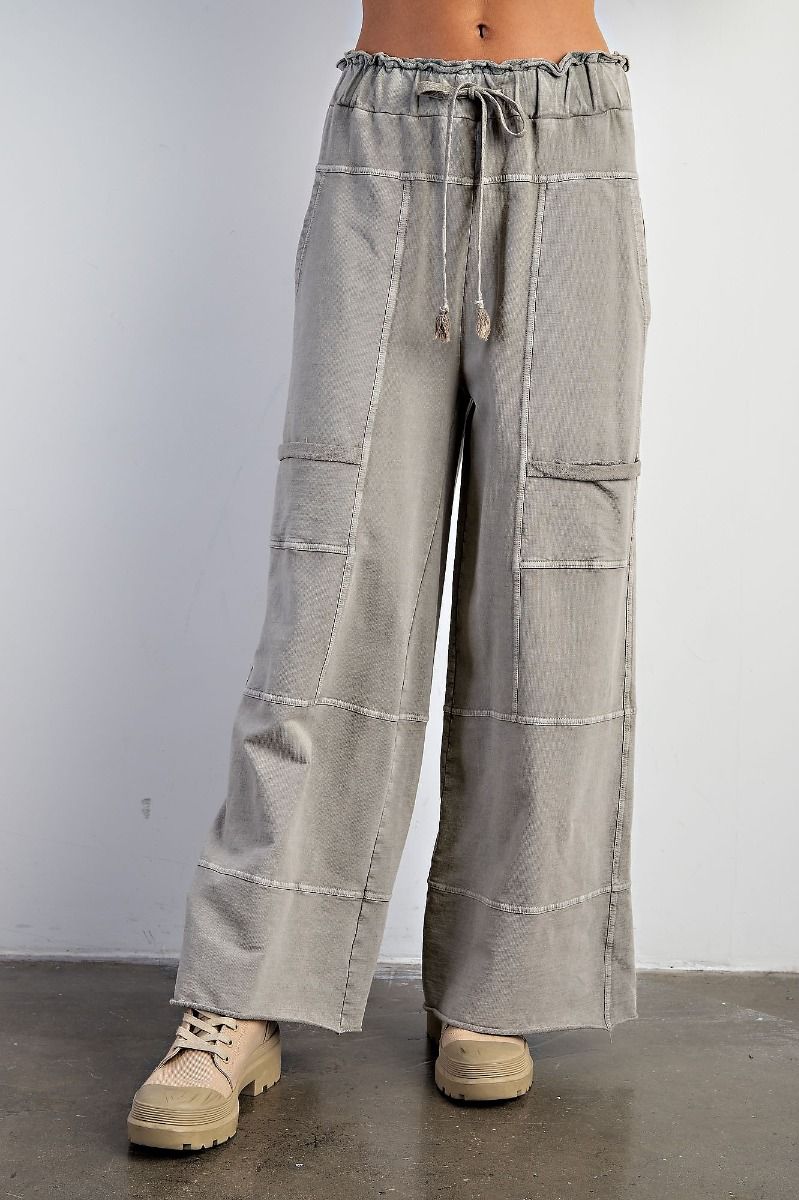 Easel Plus Washed Terry Knit Cargo Sweatpants Pants