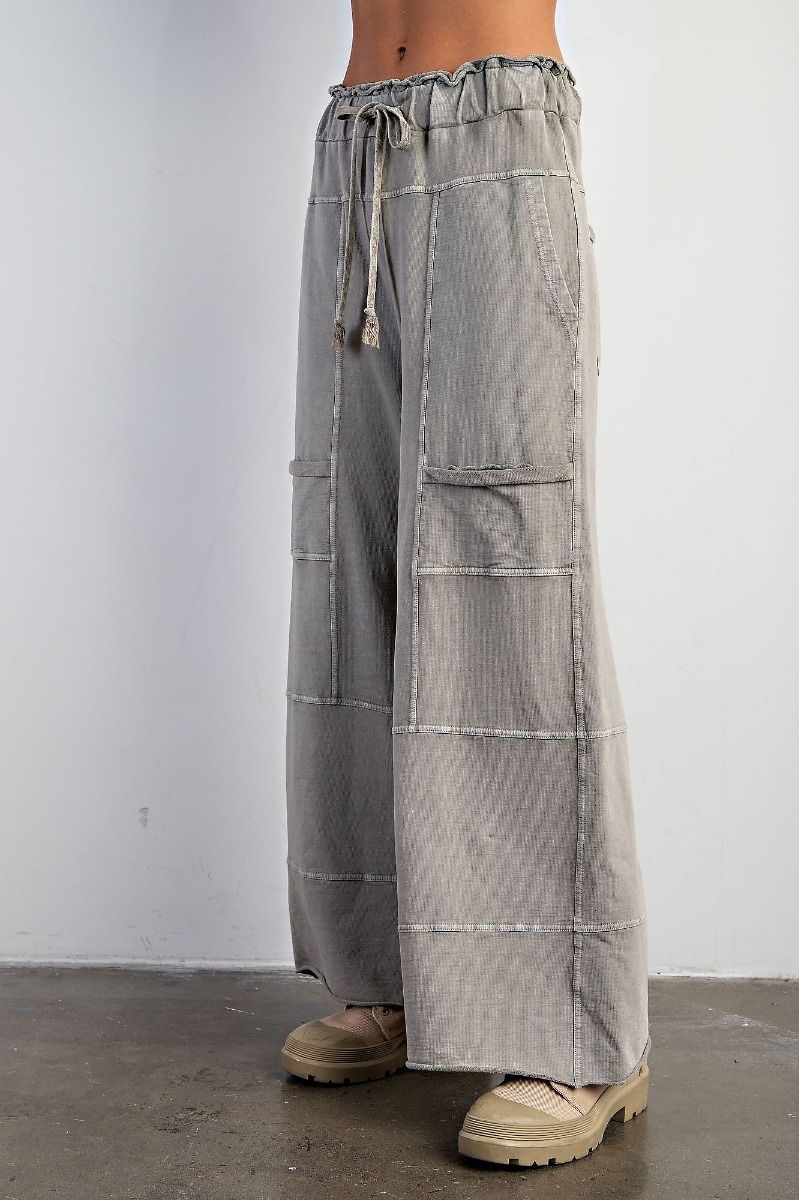 Easel Plus Washed Terry Knit Cargo Sweatpants Pants
