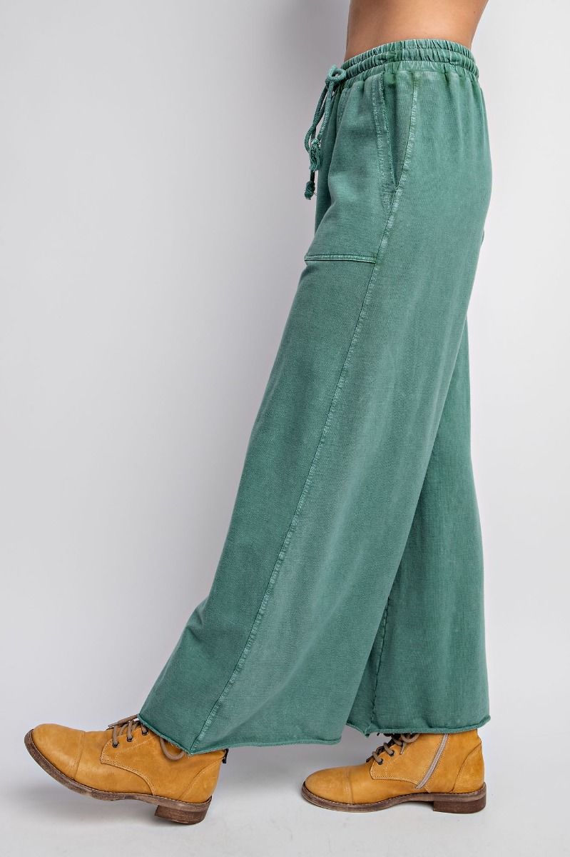 Easel Plus Washed Terry Knit Wide Sweat Pants