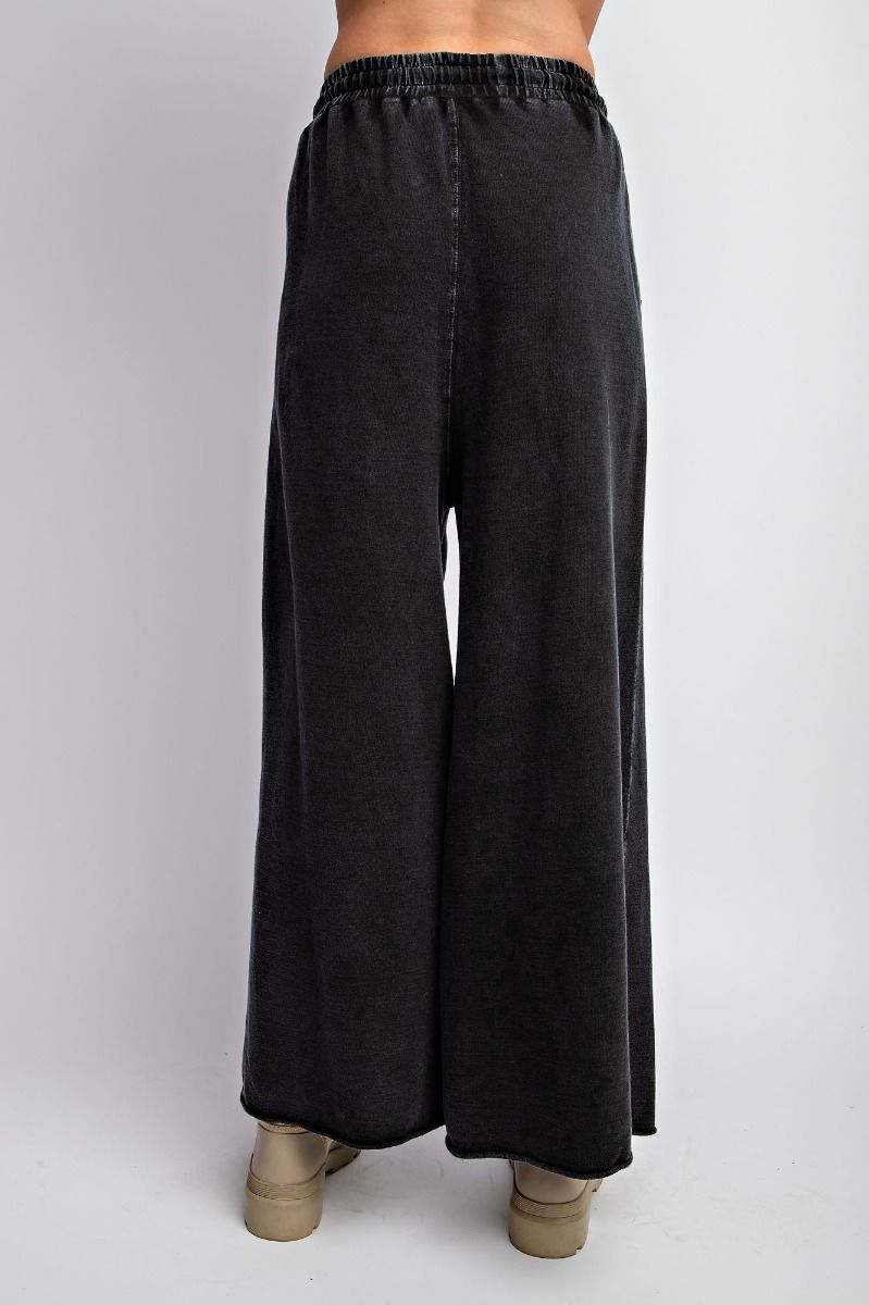 Easel Plus Washed Terry Knit Wide Sweat Pants