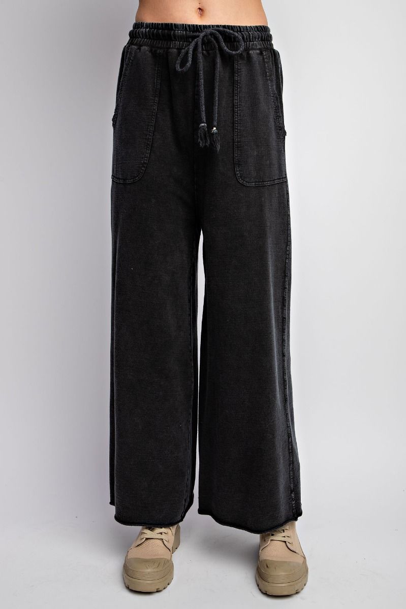 Easel Plus Washed Terry Knit Wide Sweat Pants