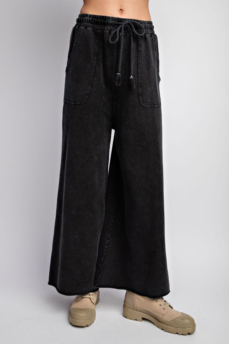 Easel Plus Washed Terry Knit Wide Sweat Pants