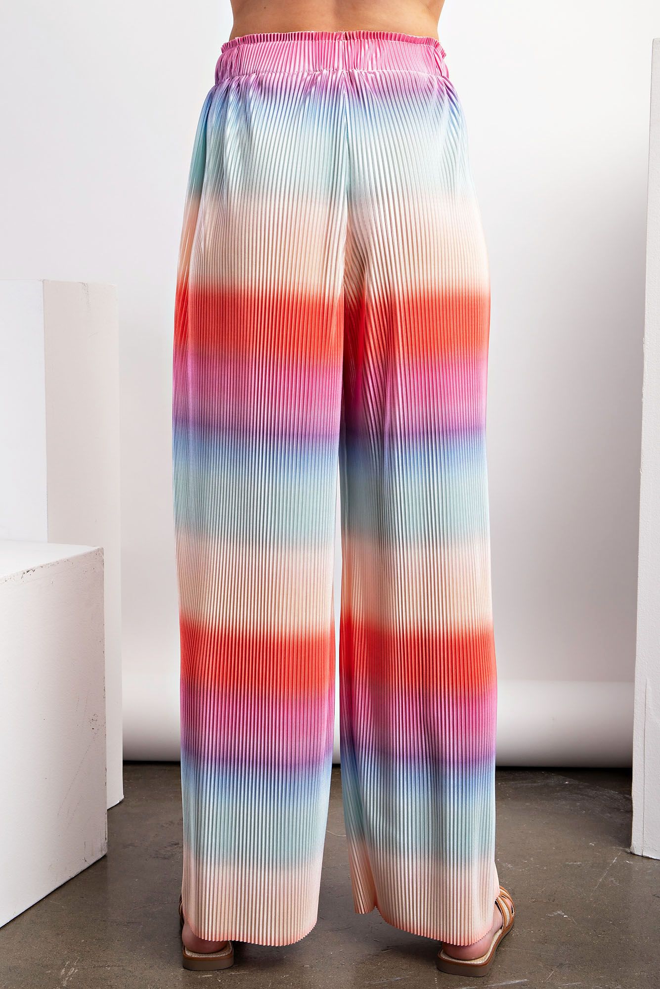 Easel Plus Ombre Print Pleated Satin Lounge Pants