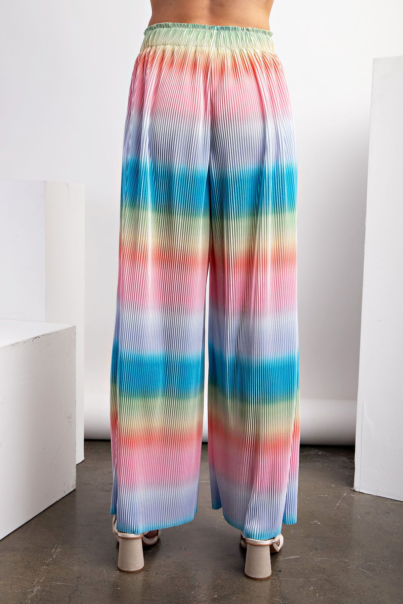 Easel Plus Ombre Print Pleated Satin Lounge Pants