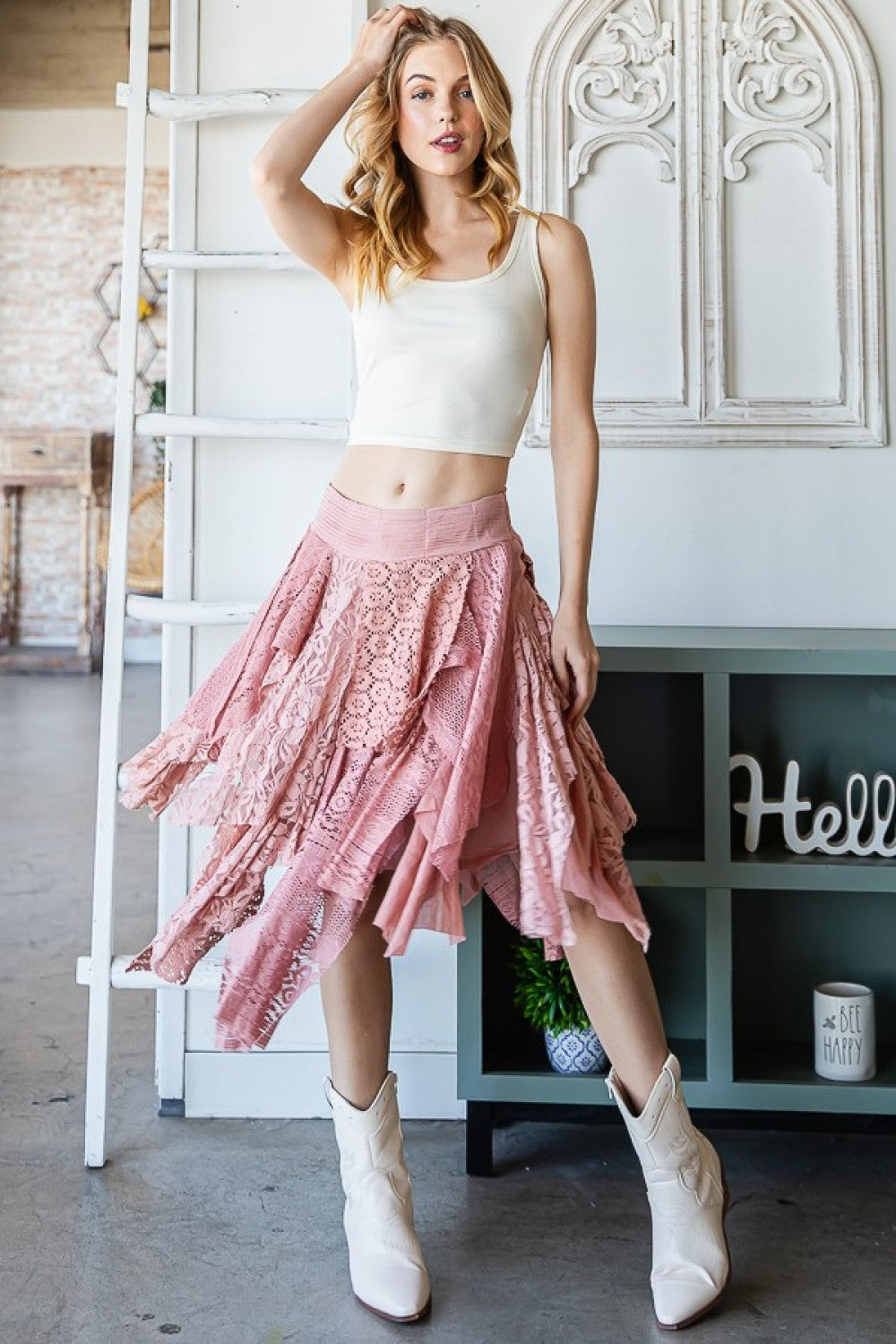 Oli & Hali Multi Lace Mixed Mid Skirt Pants