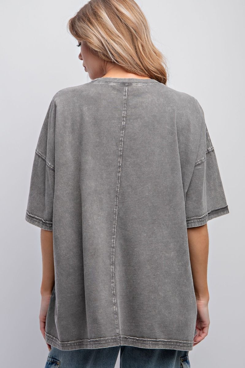 Easel Plus Mineral Washed Cotton Jersey Boxy Tunic Tops