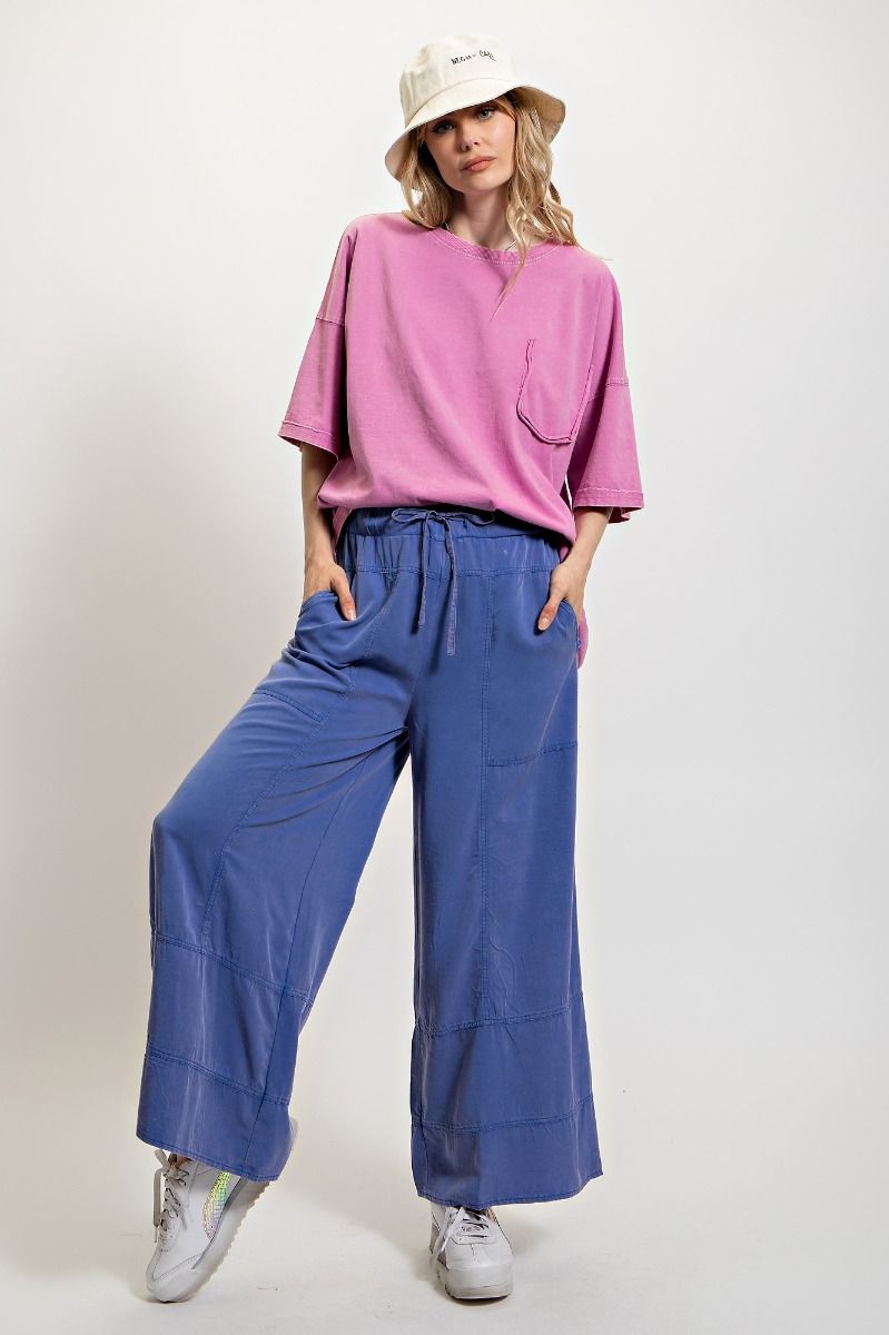 Easel Plus Mineral Washed Cotton Jersey Boxy Tunic Tops