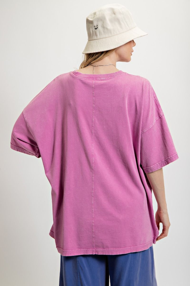Easel Plus Mineral Washed Cotton Jersey Boxy Tunic Tops