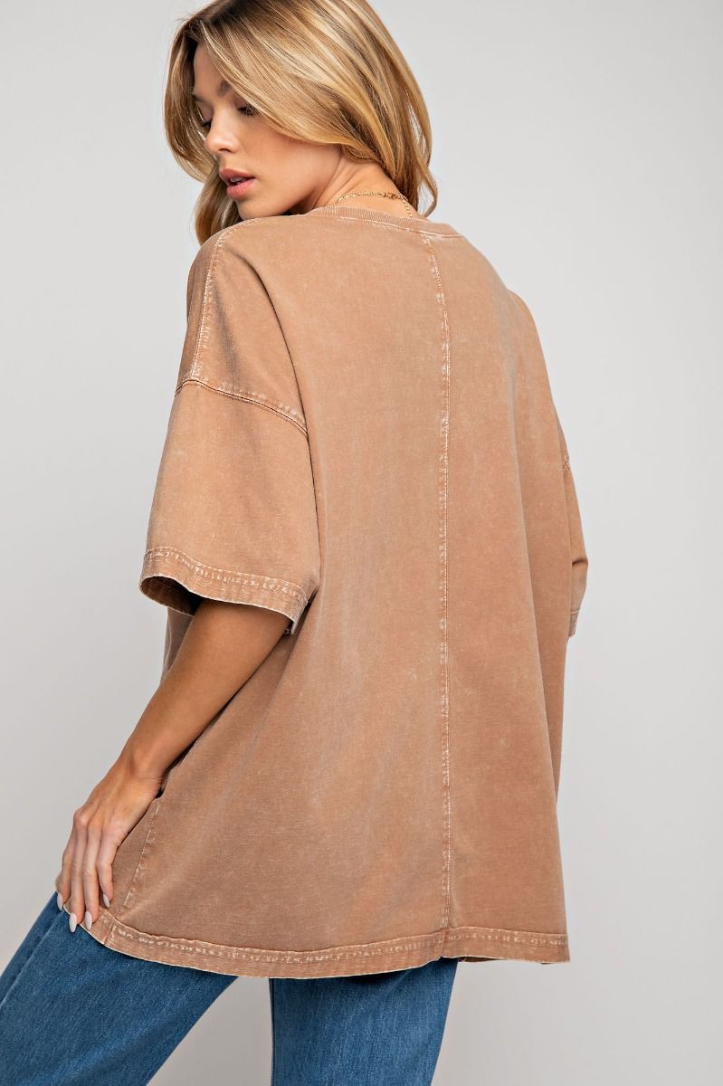 Easel Plus Mineral Washed Cotton Jersey Boxy Tunic Tops