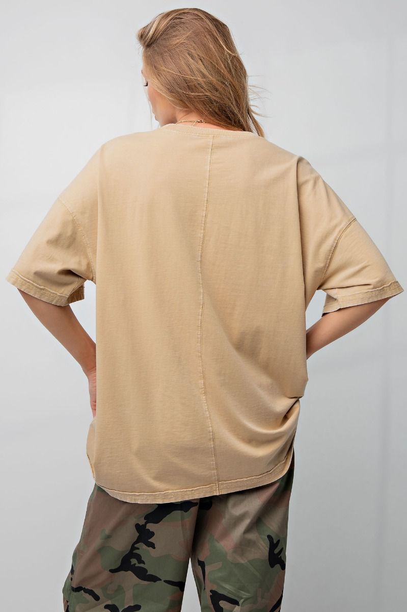 Easel Plus Mineral Washed Cotton Jersey Boxy Tunic Tops