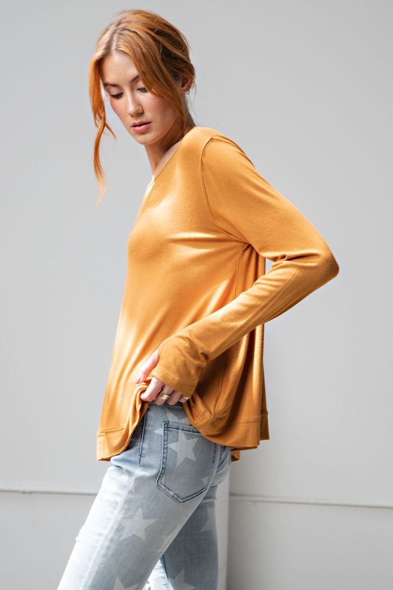 Easel Plus Long Sleeves Boxy Knit Loose Fit Tops