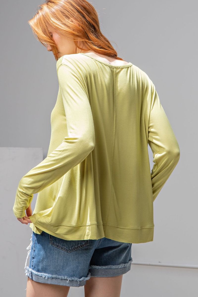 Easel Plus Long Sleeves Boxy Knit Loose Fit Tops