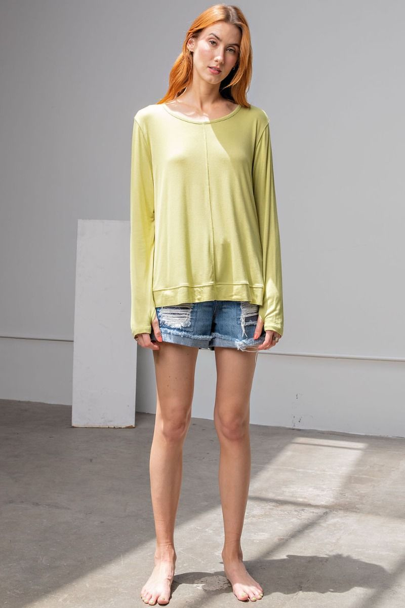 Easel Plus Long Sleeves Boxy Knit Loose Fit Tops