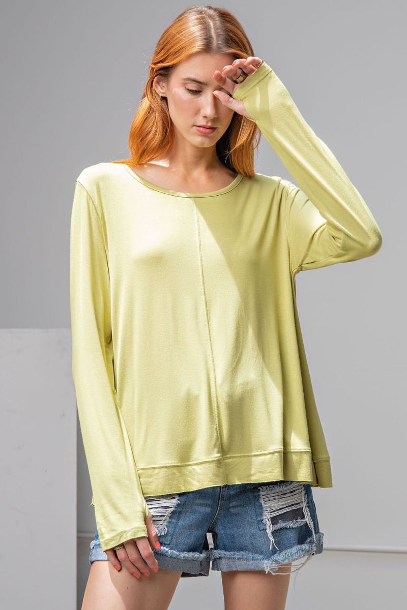 Easel Plus Long Sleeves Boxy Knit Loose Fit Tops