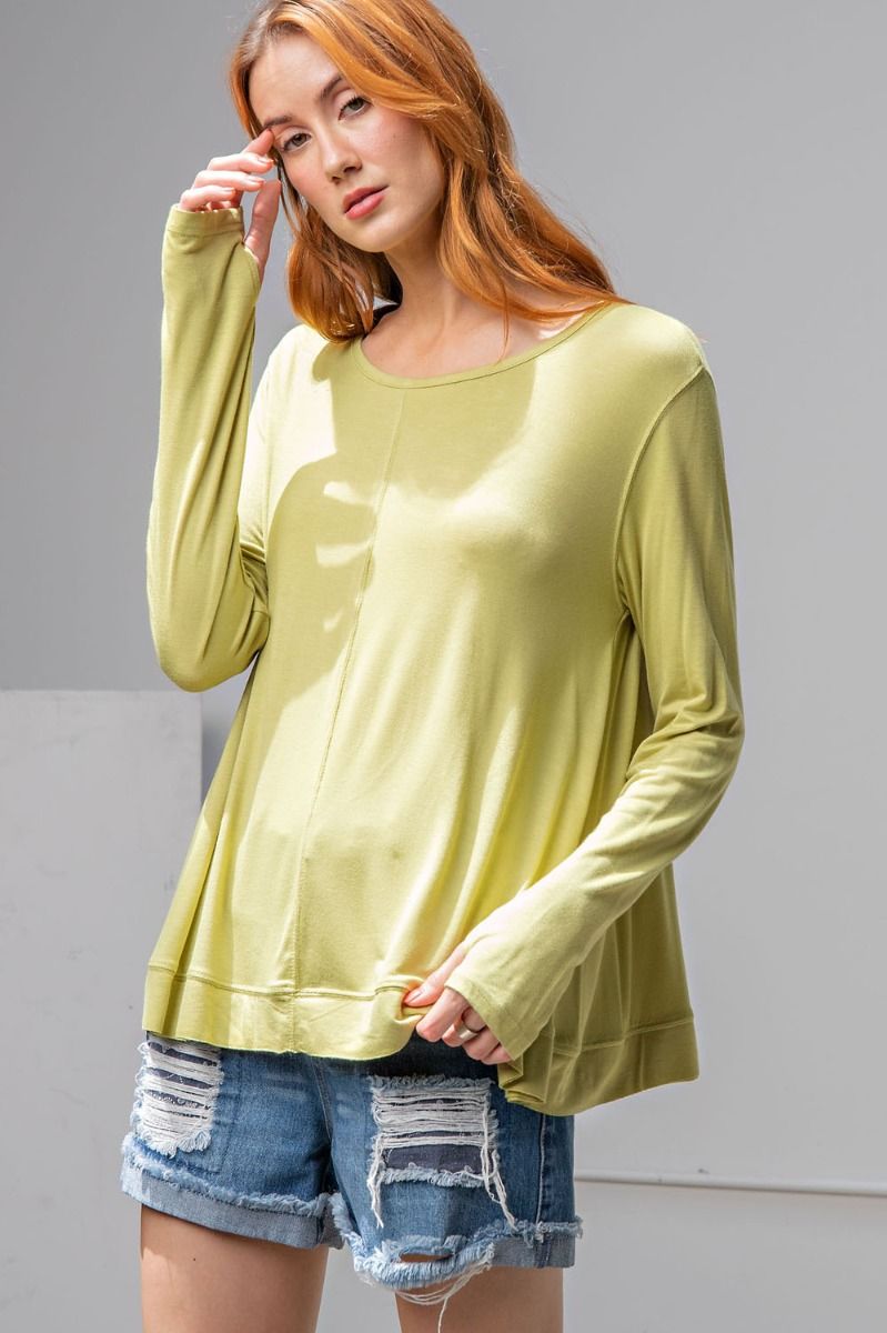 Easel Plus Long Sleeves Boxy Knit Loose Fit Tops
