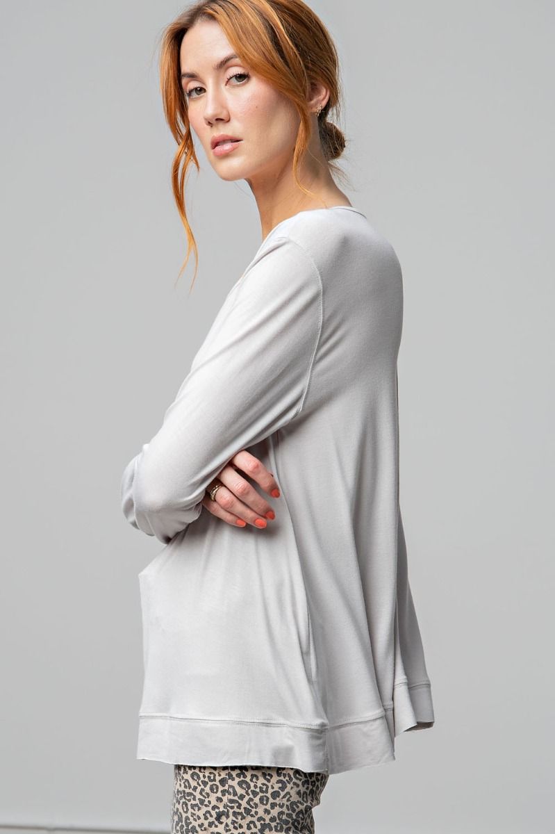 Easel Plus Long Sleeves Boxy Knit Loose Fit Tops