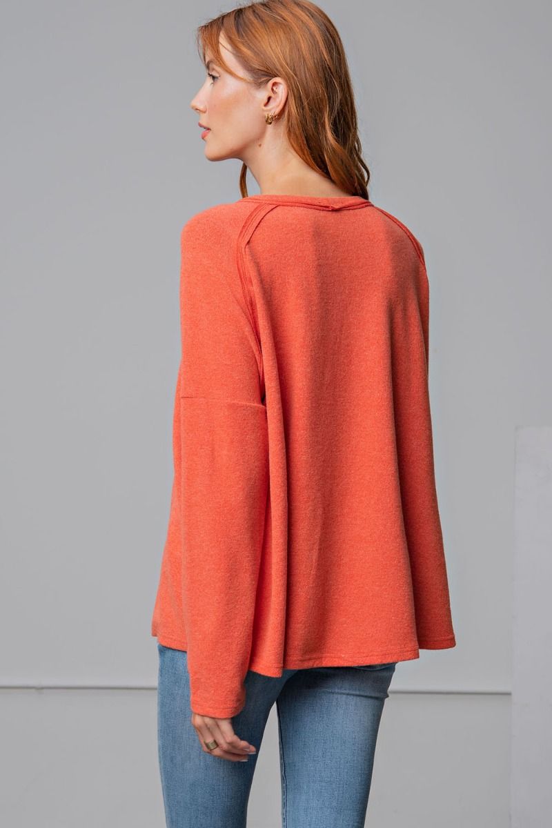 Easel Plus Brushed Hacci Loose Fit Slouchy Tops