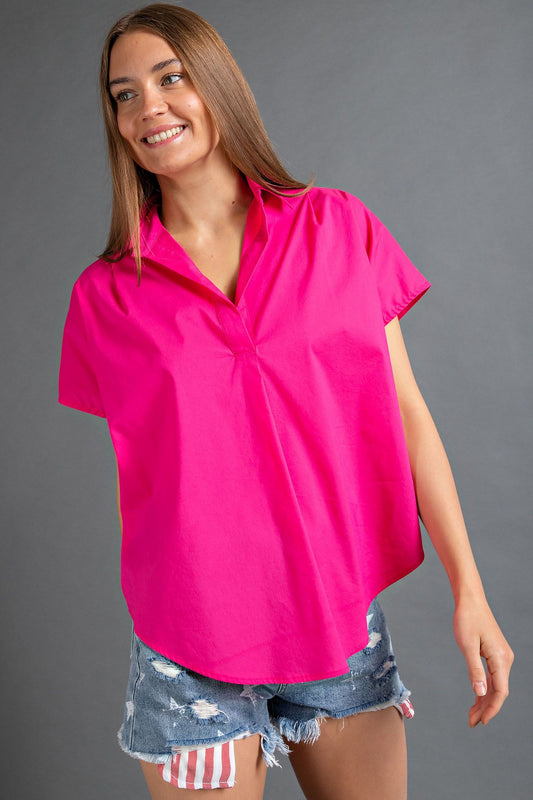 Easel Plus Poplin Loose Fit Shirt Tops