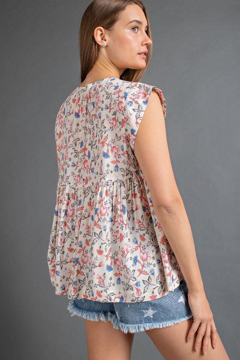 Easel Plus Floral Babydoll Challis Woven Tops