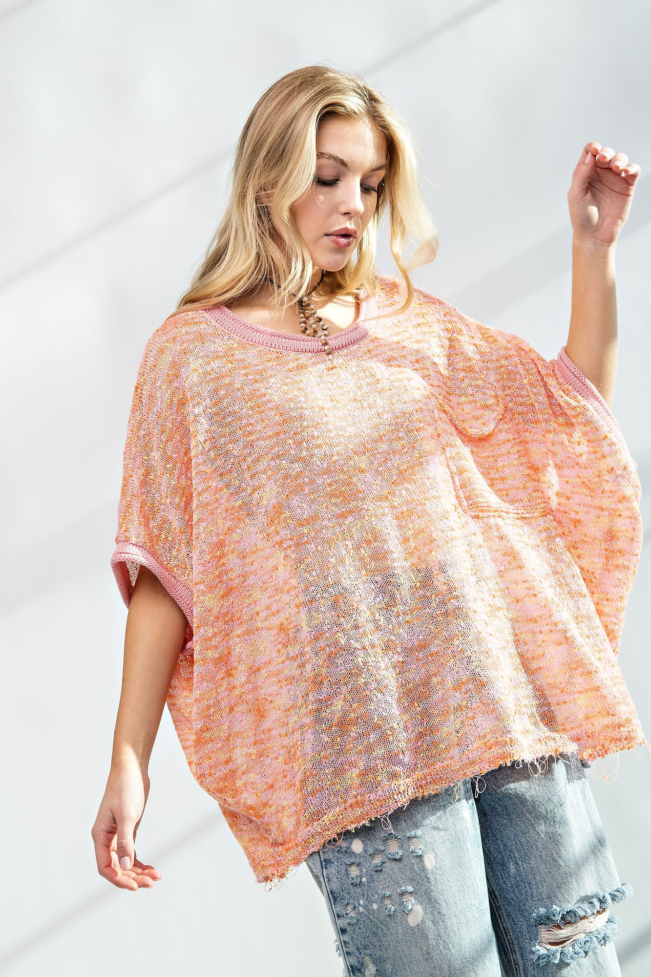 Easel Plus Multi Color Dolman Sleeves Thin Sweater Tops