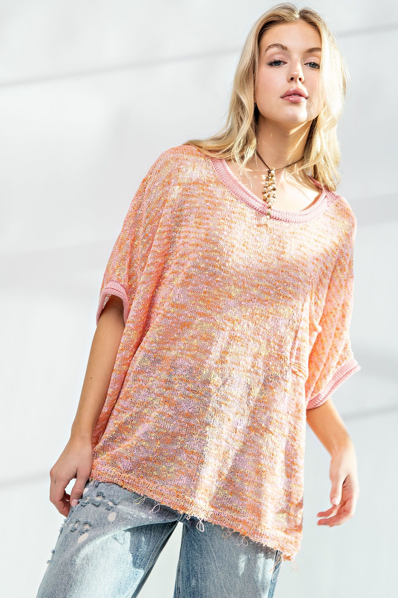 Easel Plus Multi Color Dolman Sleeves Thin Sweater Tops