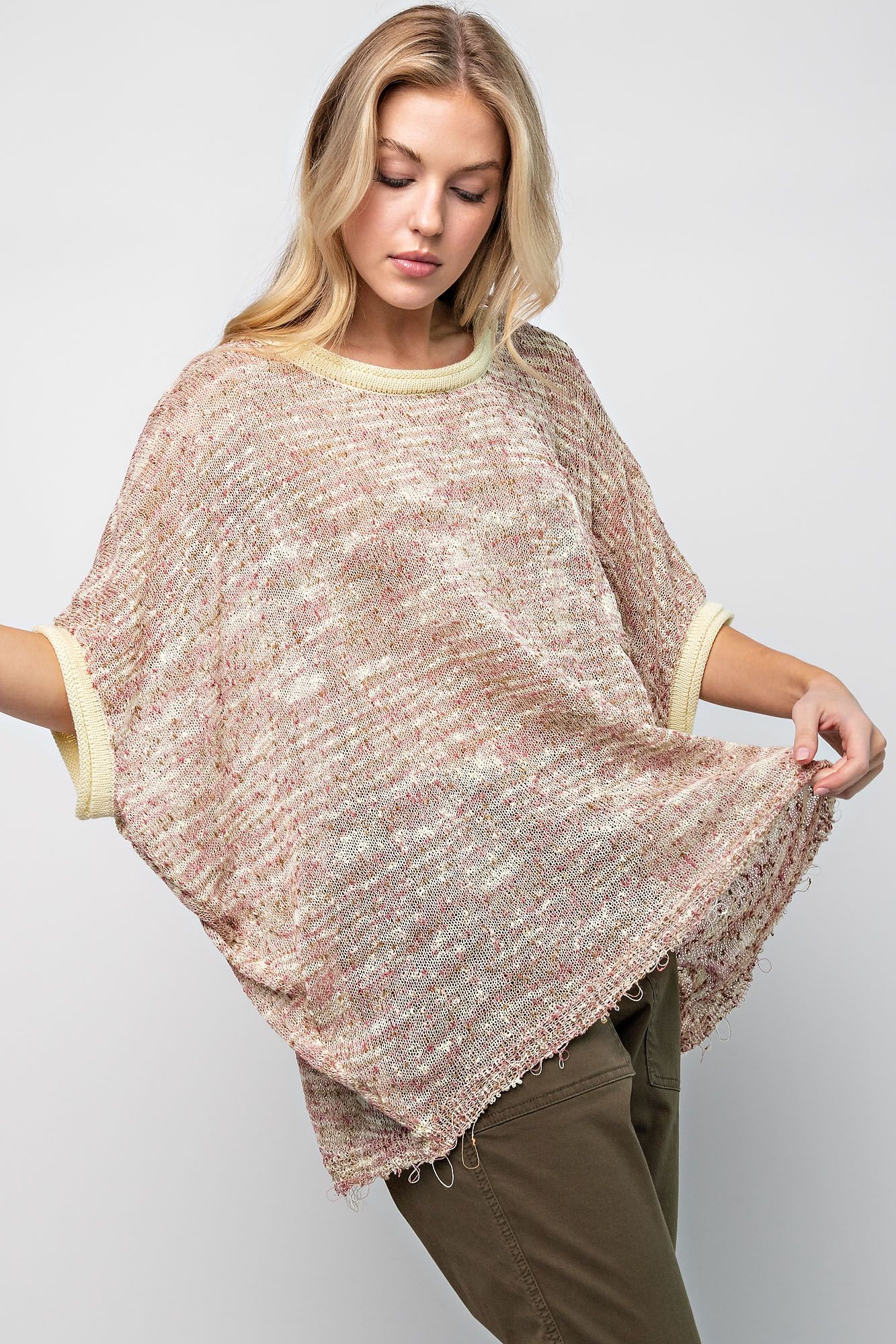 Easel Plus Multi Color Dolman Sleeves Thin Sweater Tops