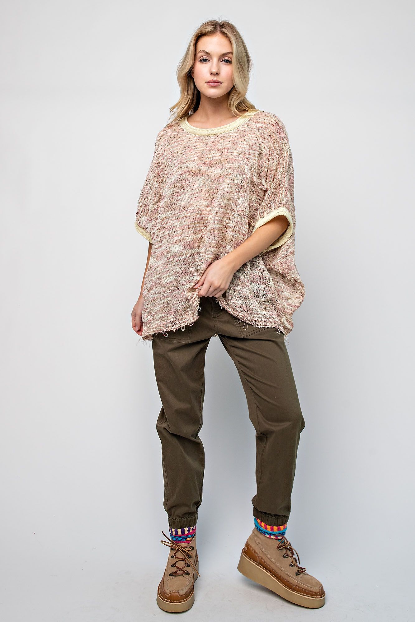 Easel Plus Multi Color Dolman Sleeves Thin Sweater Tops