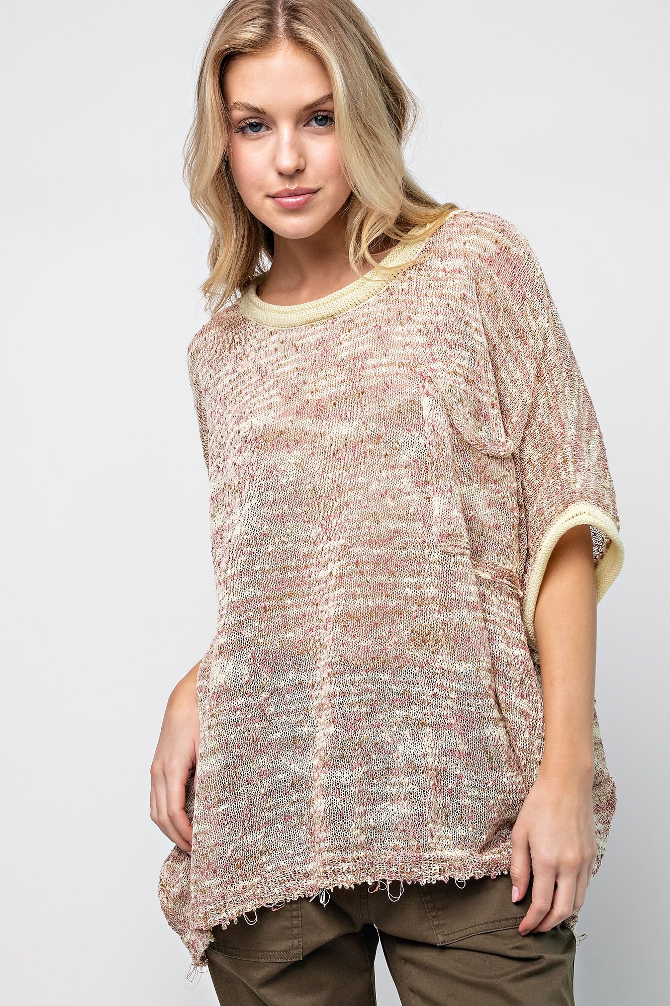 Easel Plus Multi Color Dolman Sleeves Thin Sweater Tops