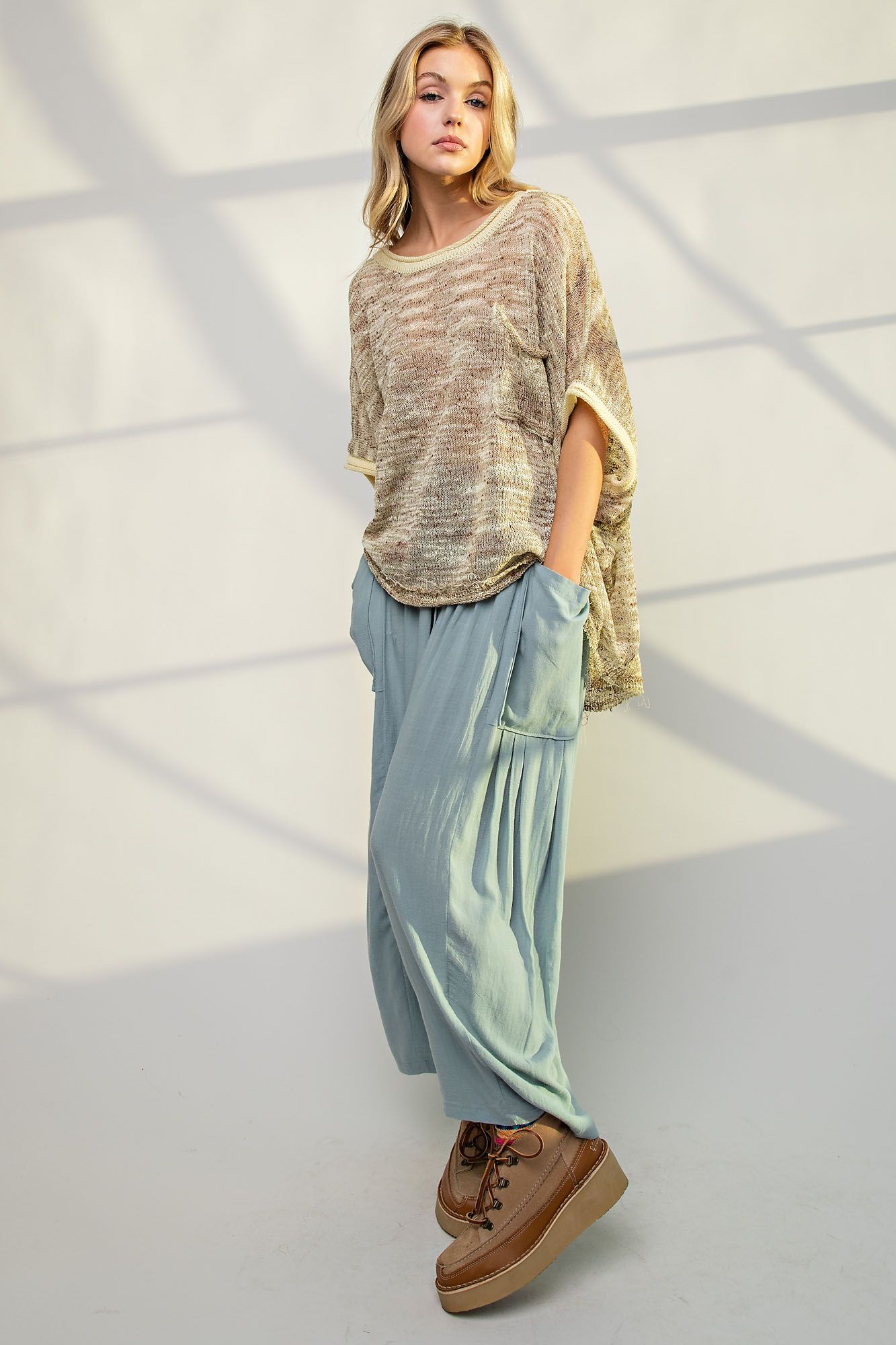 Easel Plus Multi Color Dolman Sleeves Thin Sweater Tops