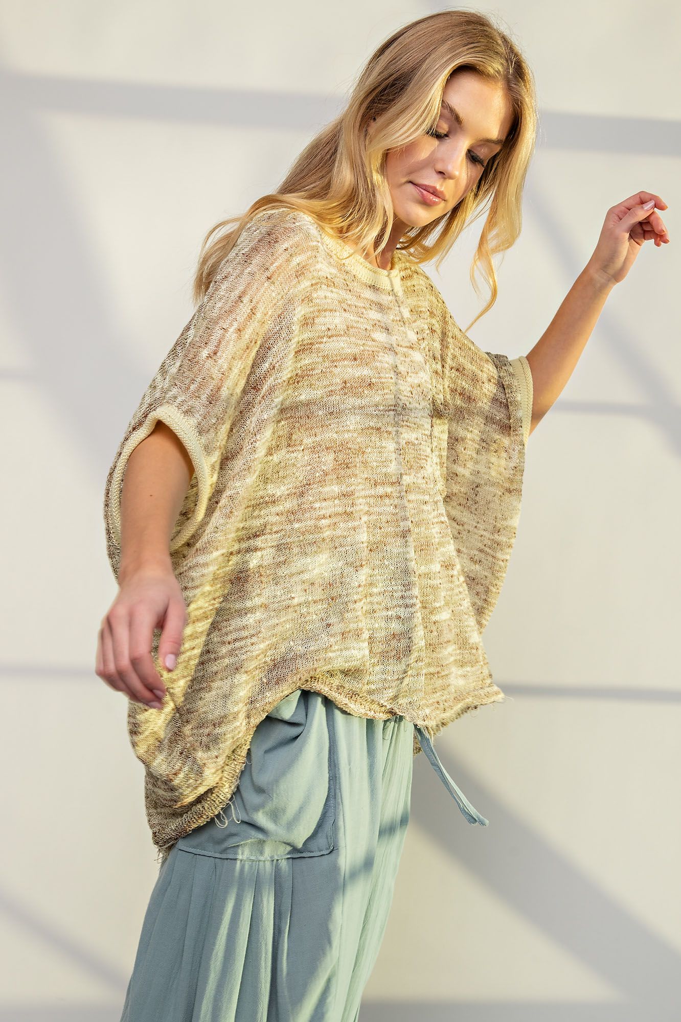 Easel Plus Multi Color Dolman Sleeves Thin Sweater Tops