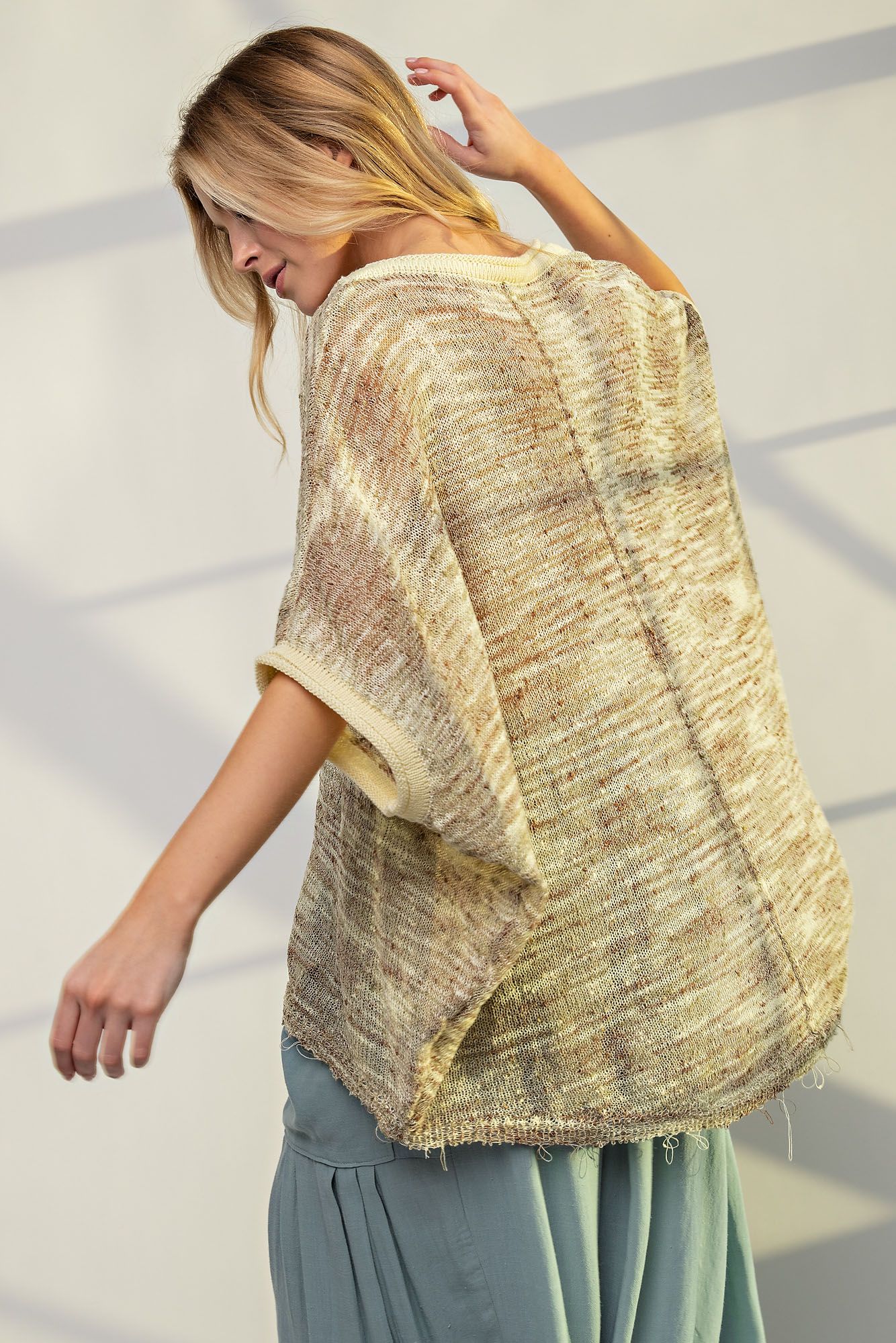 Easel Plus Multi Color Dolman Sleeves Thin Sweater Tops