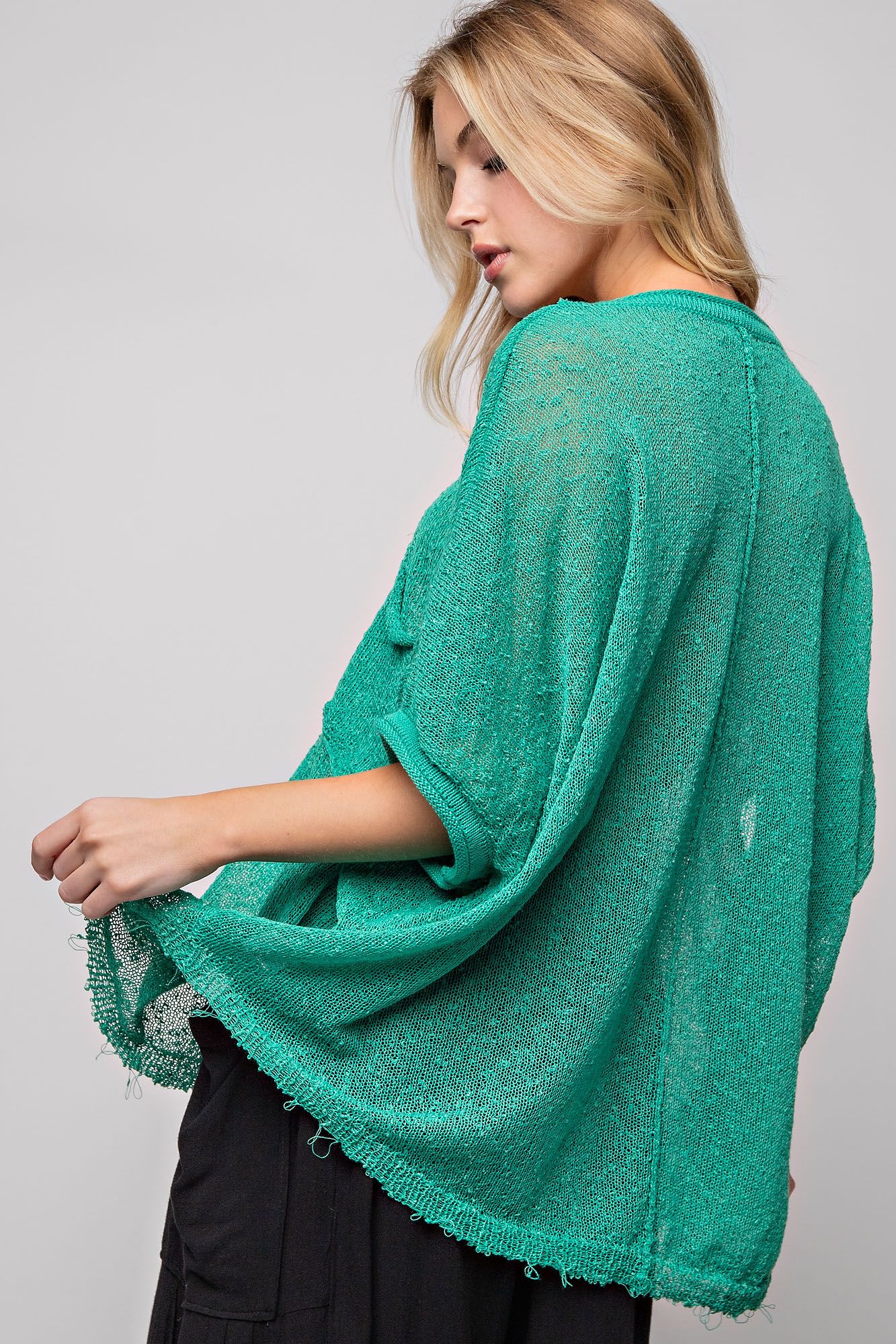 Easel Plus Lightweight Dolman Sleeves Chest Pockets Thin Sweater Tops