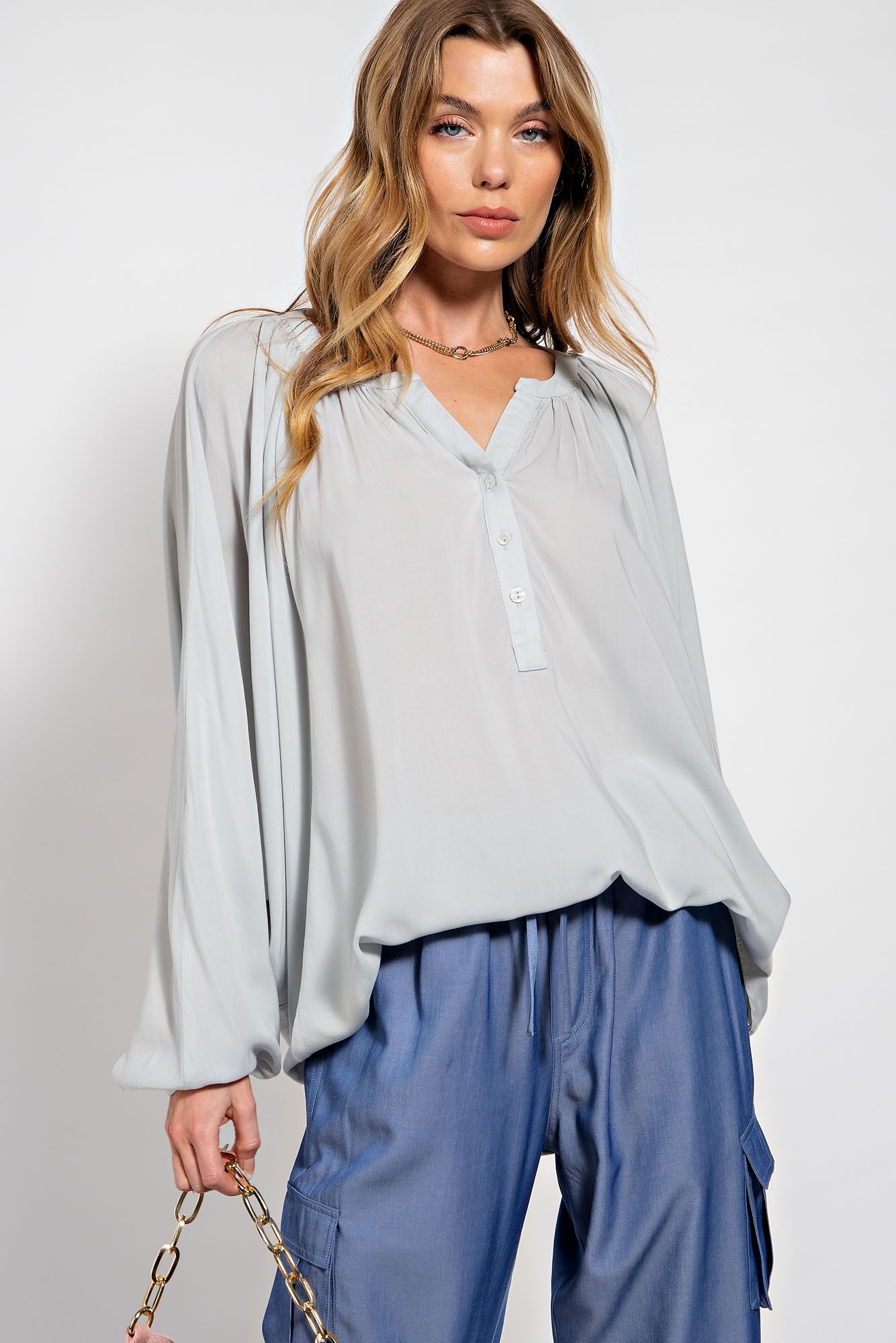 Easel Plus Challis Oversized Dolman Sleeves Woven Tops