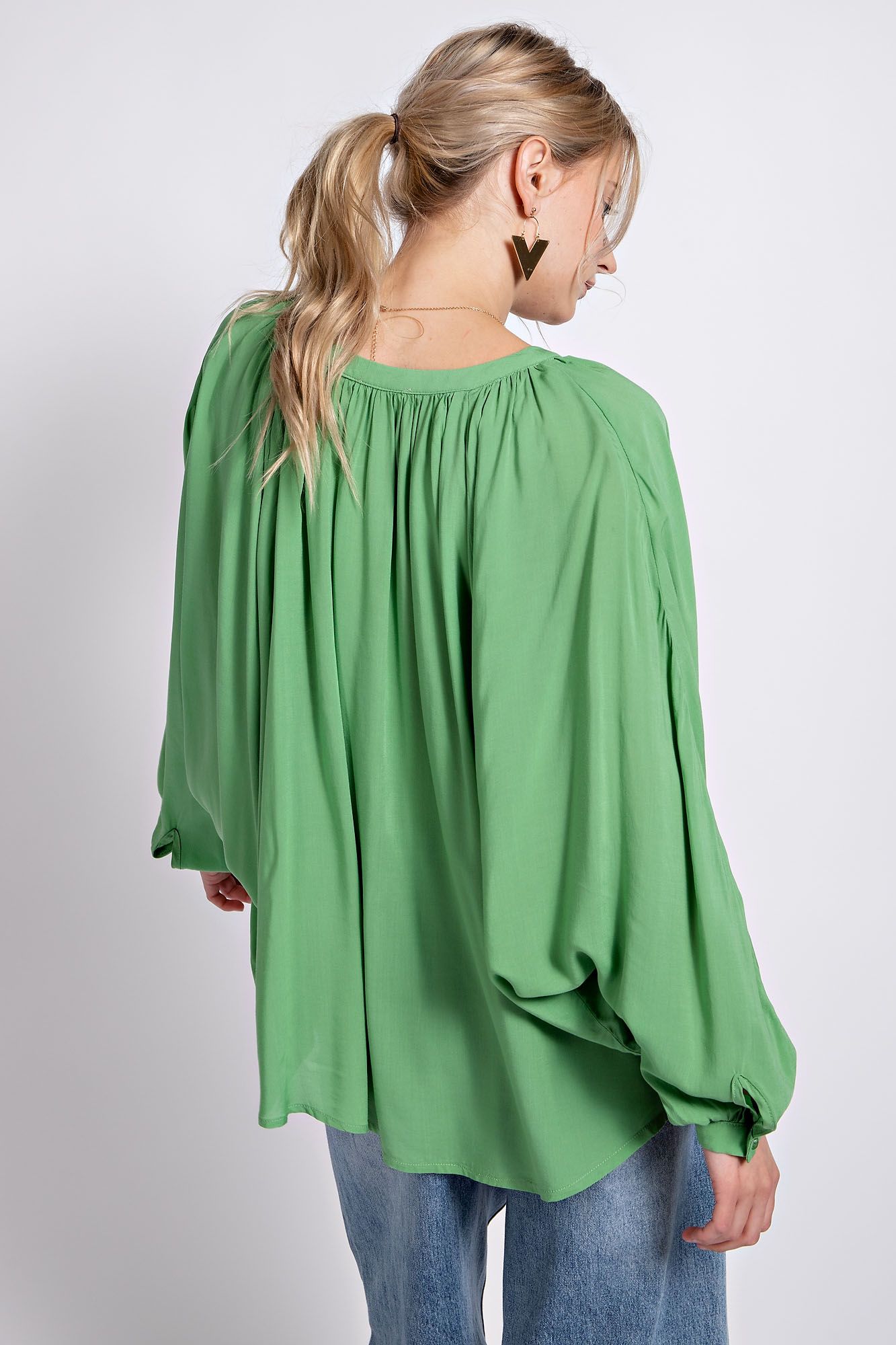 Easel Plus Challis Oversized Dolman Sleeves Woven Tops