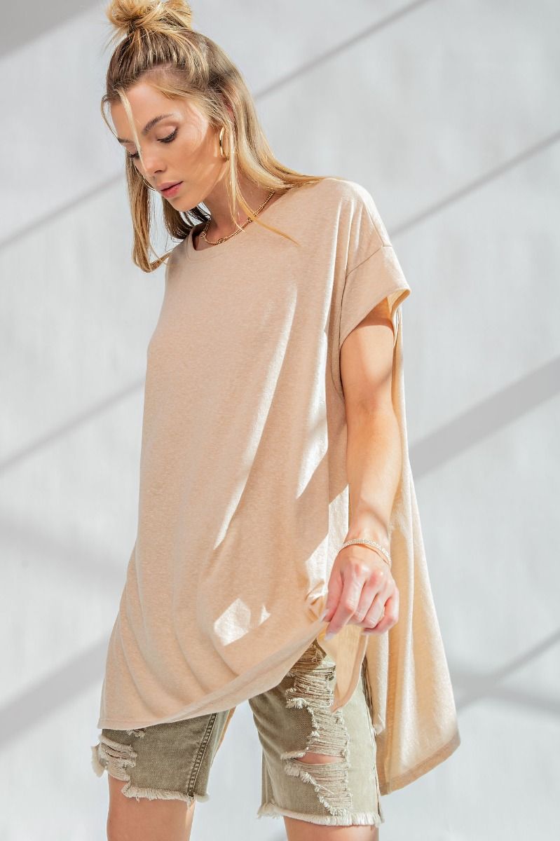 Easel Plus Cotton Melange Oversized Tunic Tops