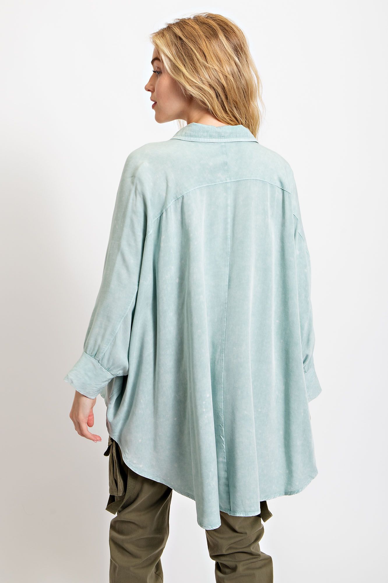 Easel Plus Washed Dolman Sleeve Loose Fit Tops
