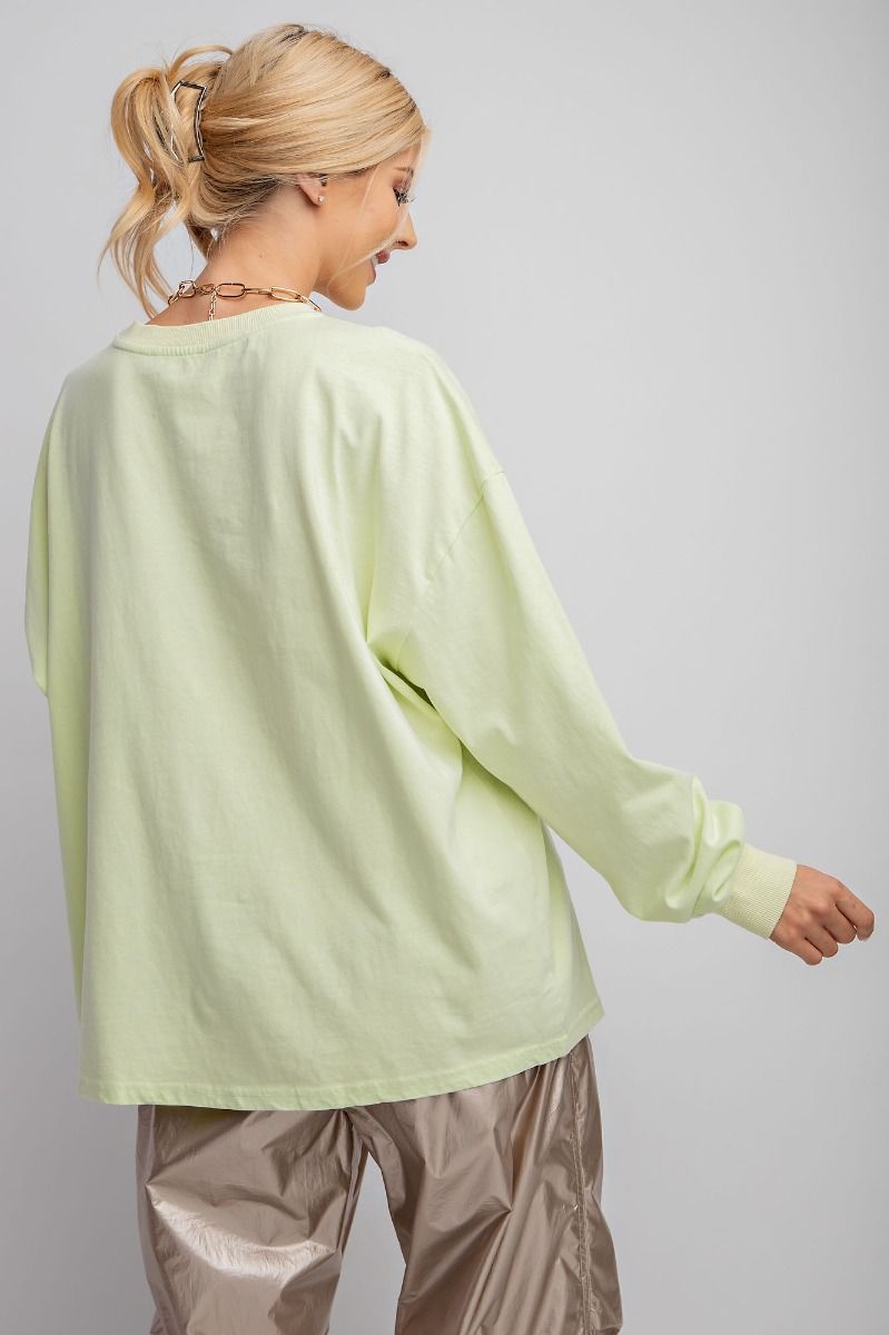 Easel Plus Smiley Face Mineral Washed Relaxed Fit Tops